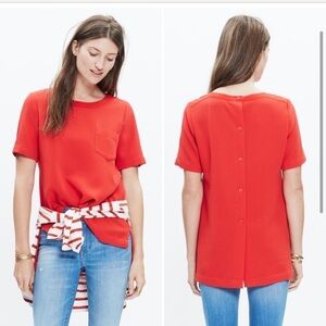 𝅺MADEWELL Red industry Button-Back Top Womens Size Med